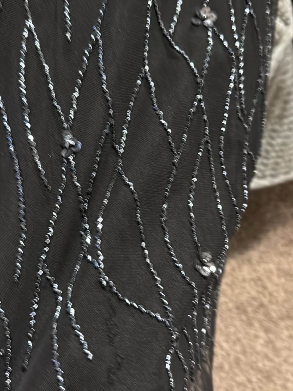 Adrianna Papell Black Beaded Midi Dress with V-Neck - Picture 5 of 6